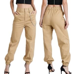 Tan Woven Chain Joggers